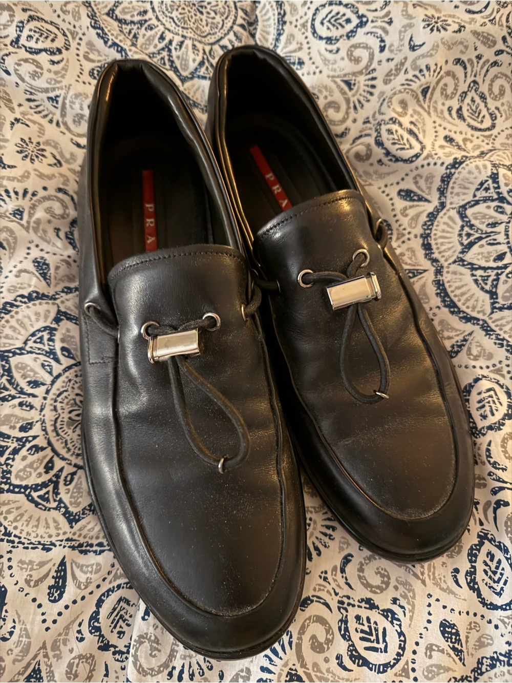Prada slip on loafers with drawstring fasteners. Men sz US10 excellent